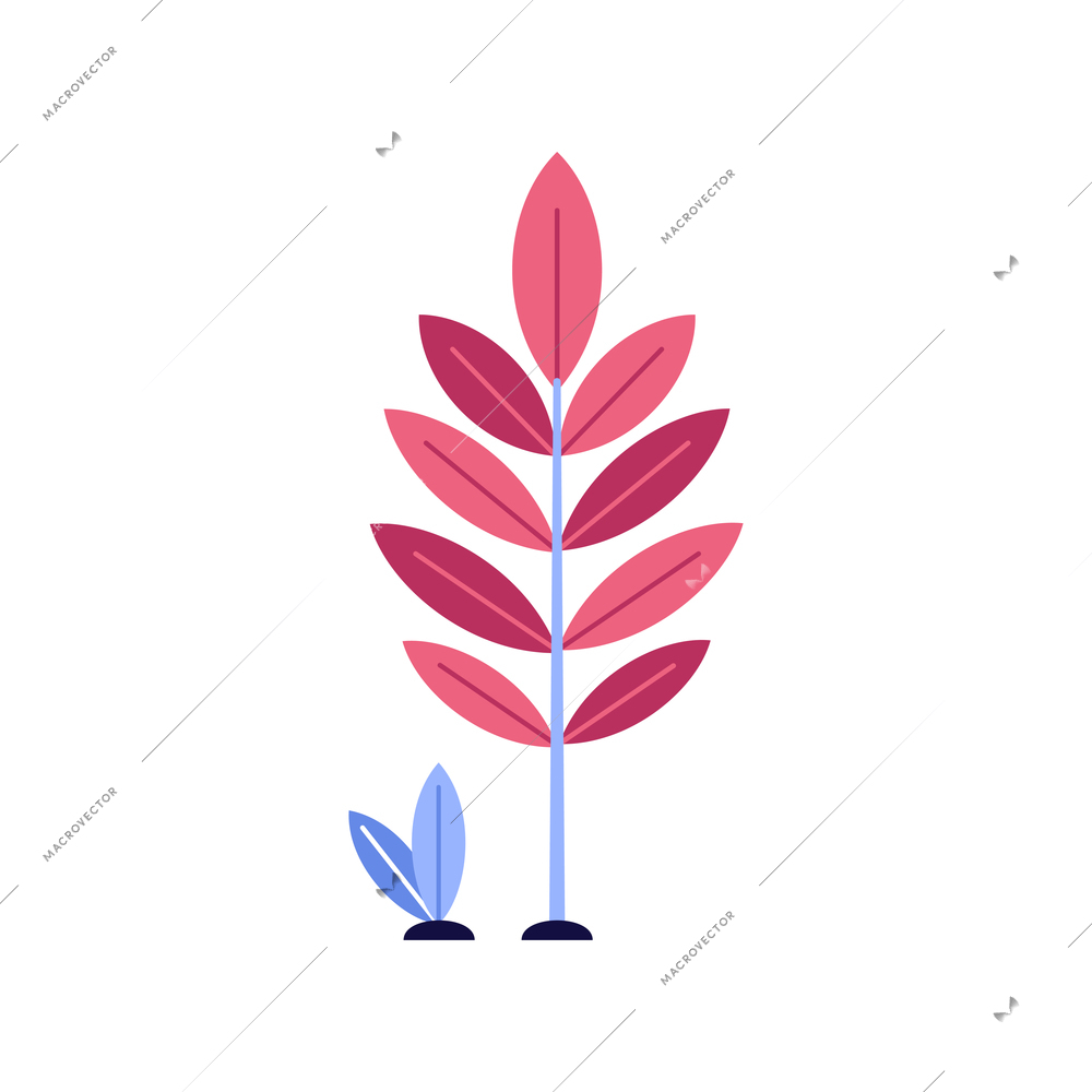 Flat tree and small plant icon on white background vector illustration