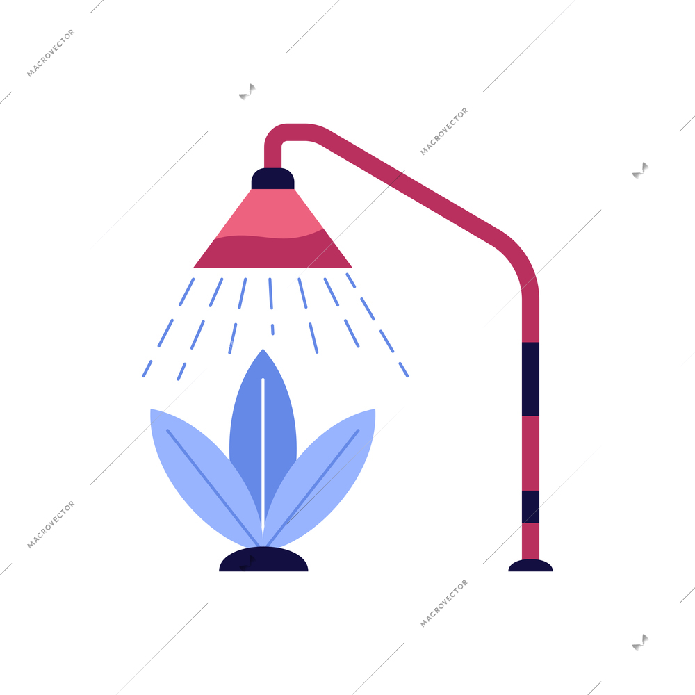 Smart garden flat icon of plant being watered automatically vector illustration