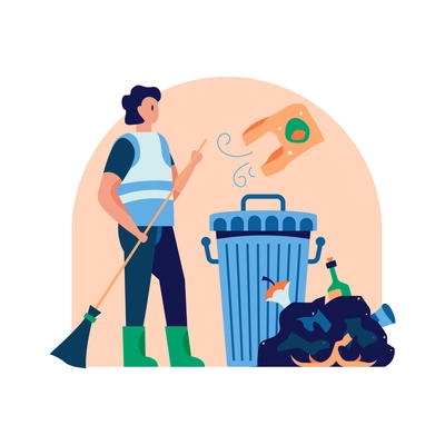 Recycling flat concept with garbage disposal symbols vector illustration