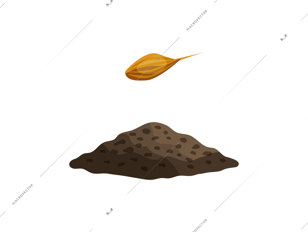 Planting of wheat seed in ground realistic vector illustration