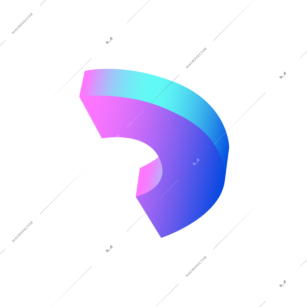 Neon half ring shape realistic icon on white background vector illustration