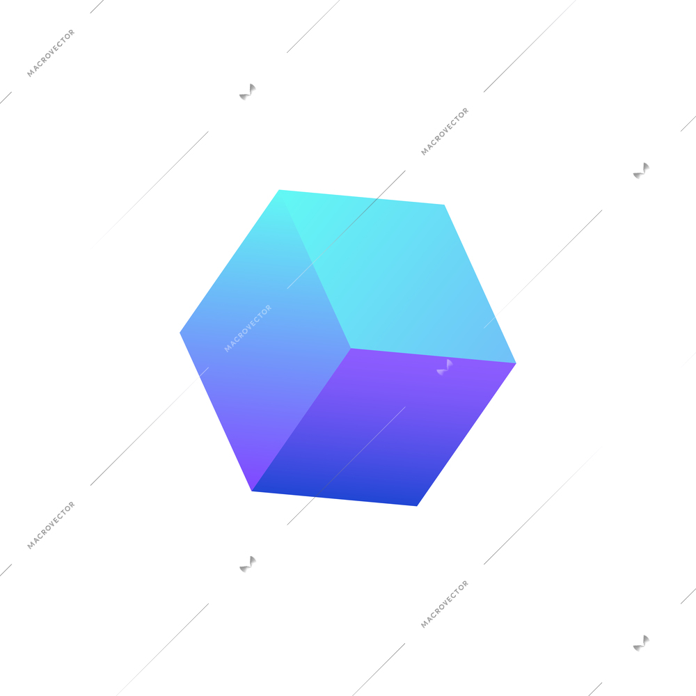 Realistic icon of neon blue block on white background vector illustration