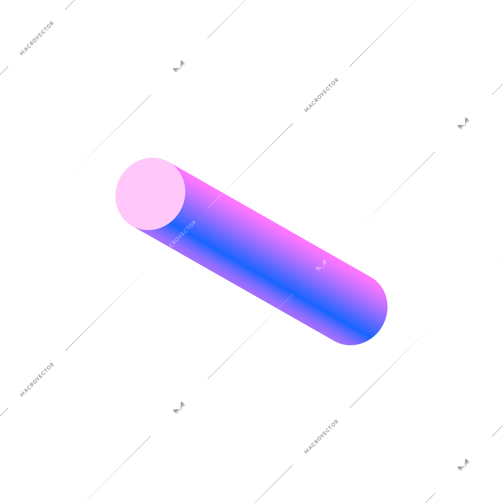 Colored gradient tube shape icon on white background realistic vector illustration