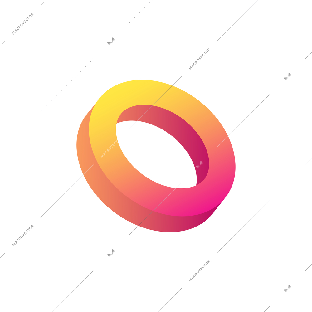 Gradient pink and yellow realistic circle icon vector illustration