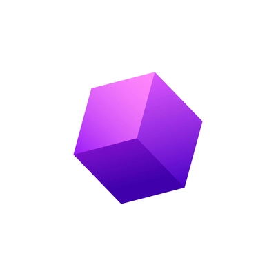 Abstract icon of purple color gradient block realistic vector illustration