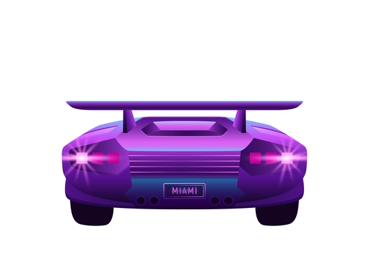 Realistic icon of retro miami neon car on white background vector illustration