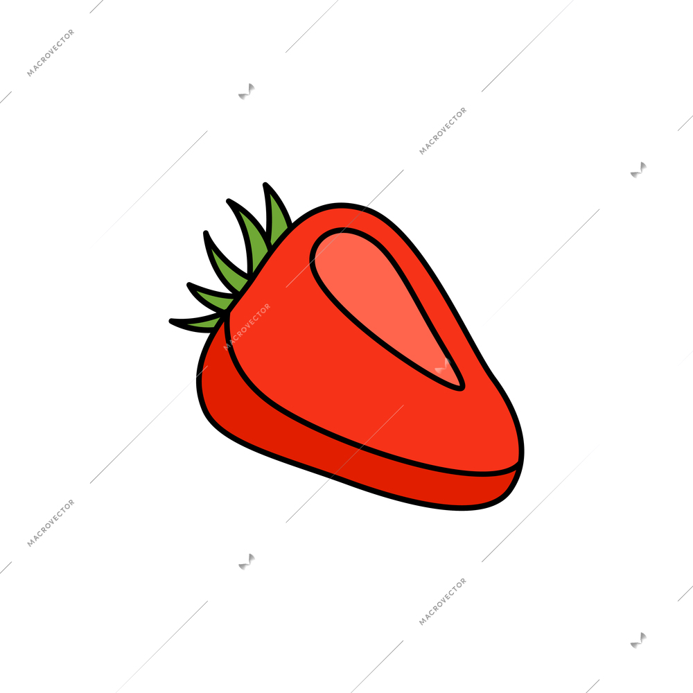 Color flat icon of whole fresh strawberry vector illustration