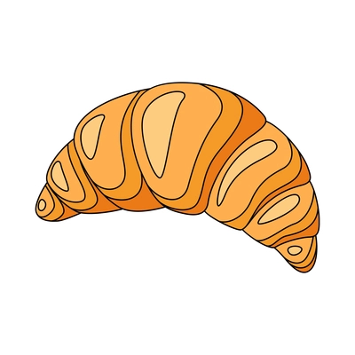 Coloring flat icon of croissant on white background vector illustration