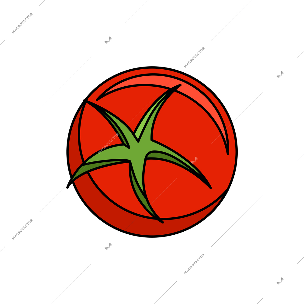 Whole tomato side view coloring icon flat vector illustration