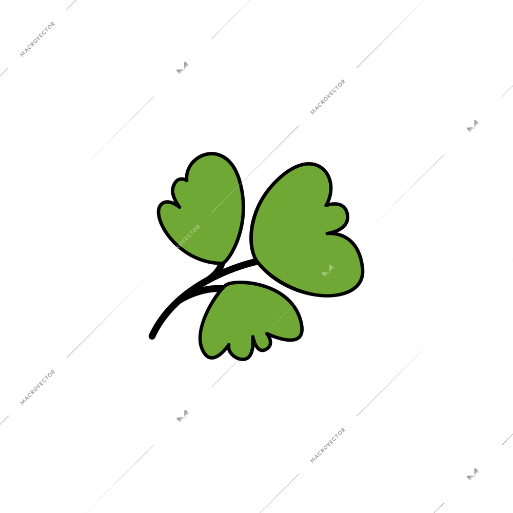 Green herb leaves on white background flat vector illustration
