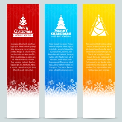 Christmas tree happy new year holiday vertical banner set isolated vector illustration