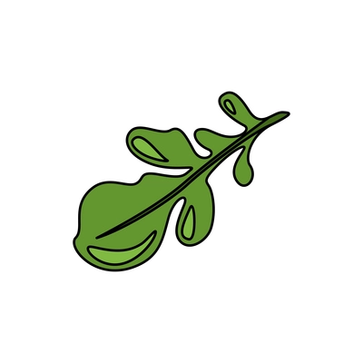 Single green leaf icon on white background flat vector illustration