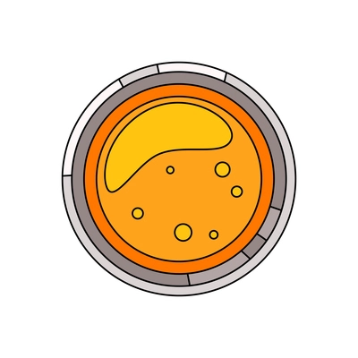 Orange juice cup top view flat vector illustration