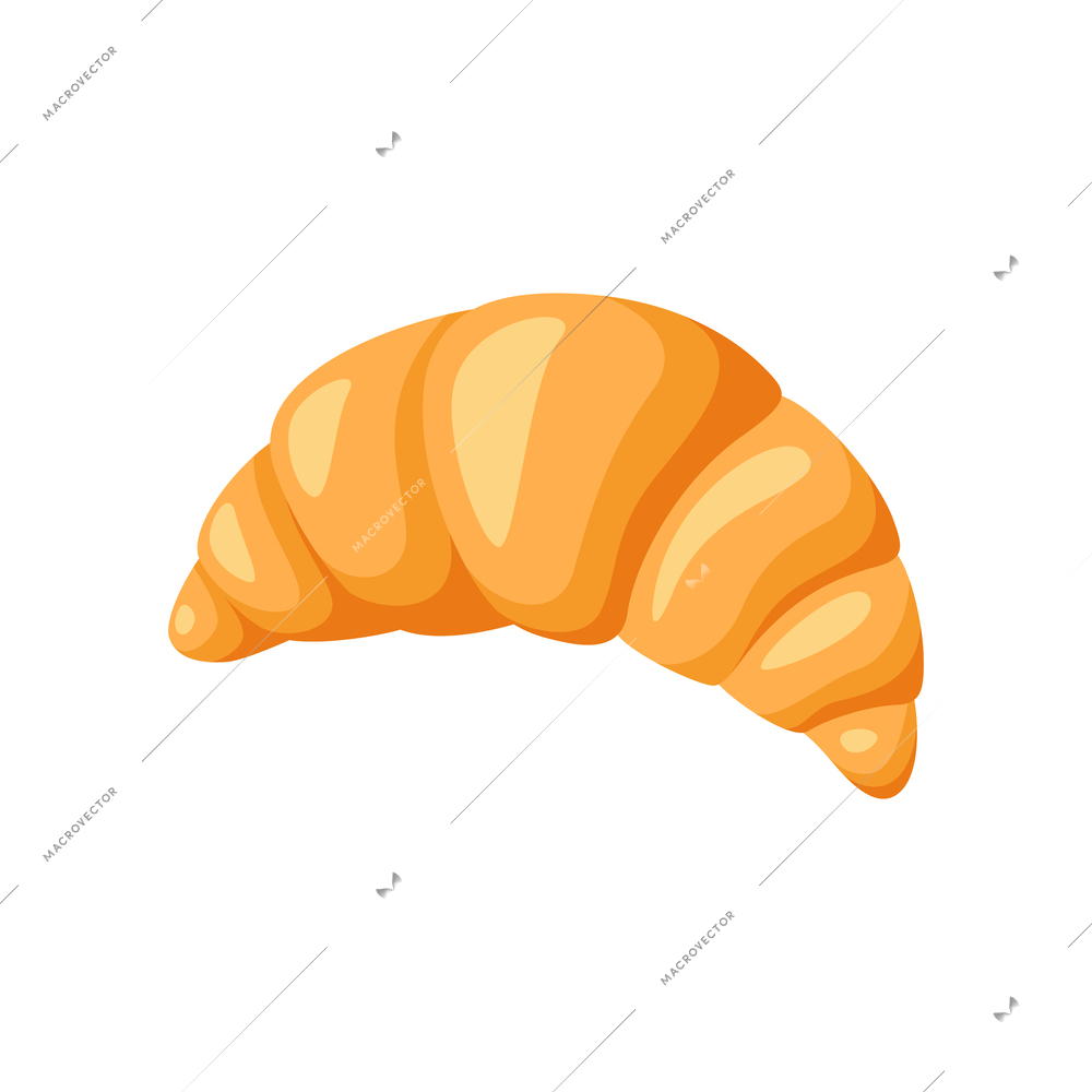 Fresh croissant on white background flat vector illustration