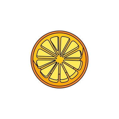 Round orange slice on white background flat vector illustration