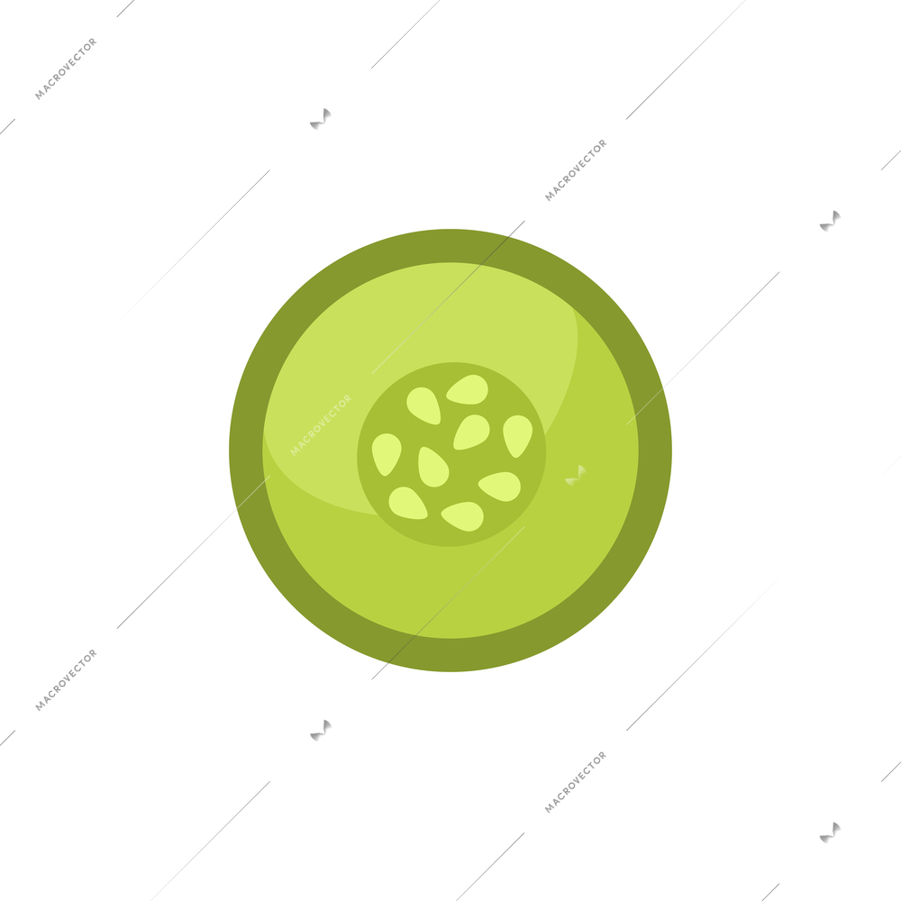 Flat icon of cucumber slice on white background vector illustration