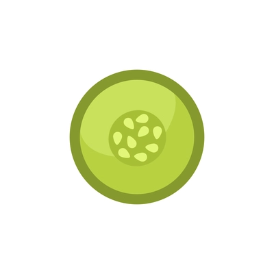 Flat icon of cucumber slice on white background vector illustration