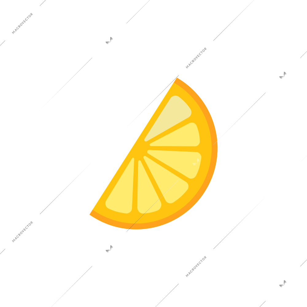 Flat color icon of lemon slice vector illustration