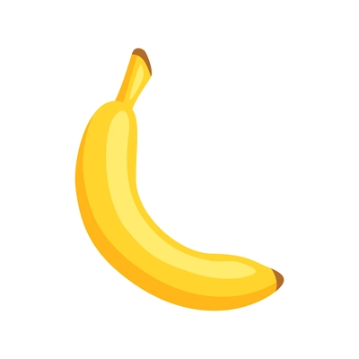 Ripe banana with skin flat icon on white background vector illustration