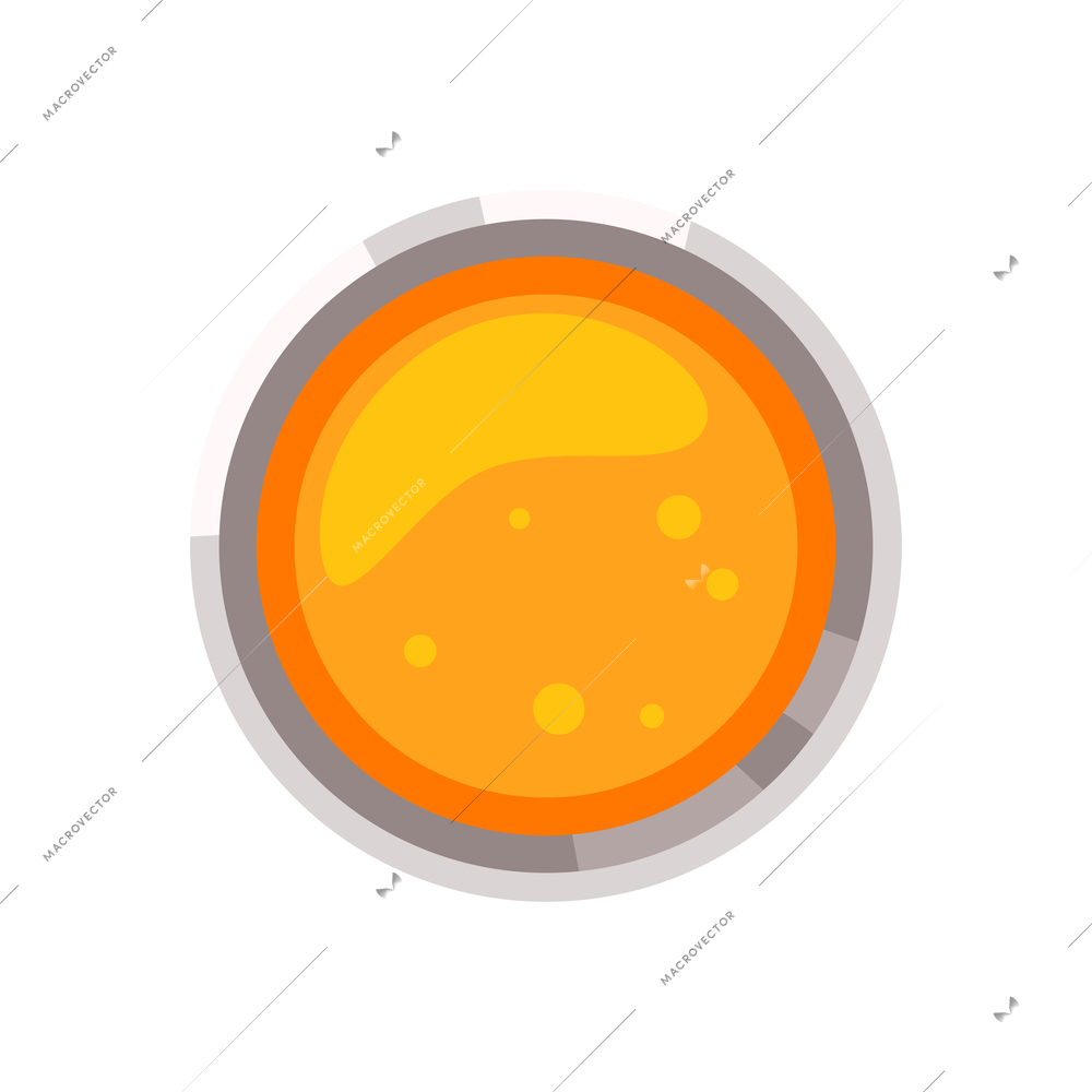 Cup of orange juice top view icon flat vector illustration