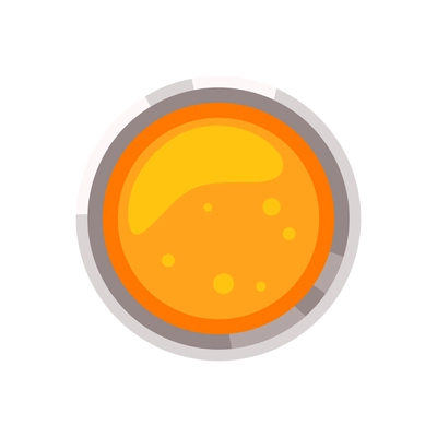 Cup of orange juice top view icon flat vector illustration