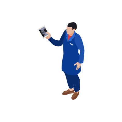 Male ent specialist holding xray photo isometric icon vector illustration