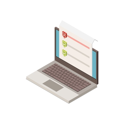 Digital control isometric icon of laptop with banned content vector illustration