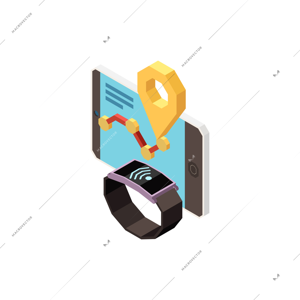 Parental control concept with remote tracking of children destination isometric vector illustration