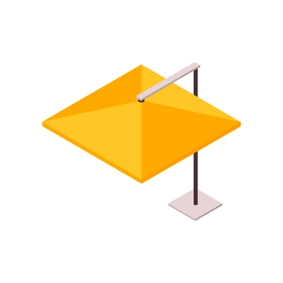 Garden furniture isometric icon with 3d yellow metal umbrella vector illustration