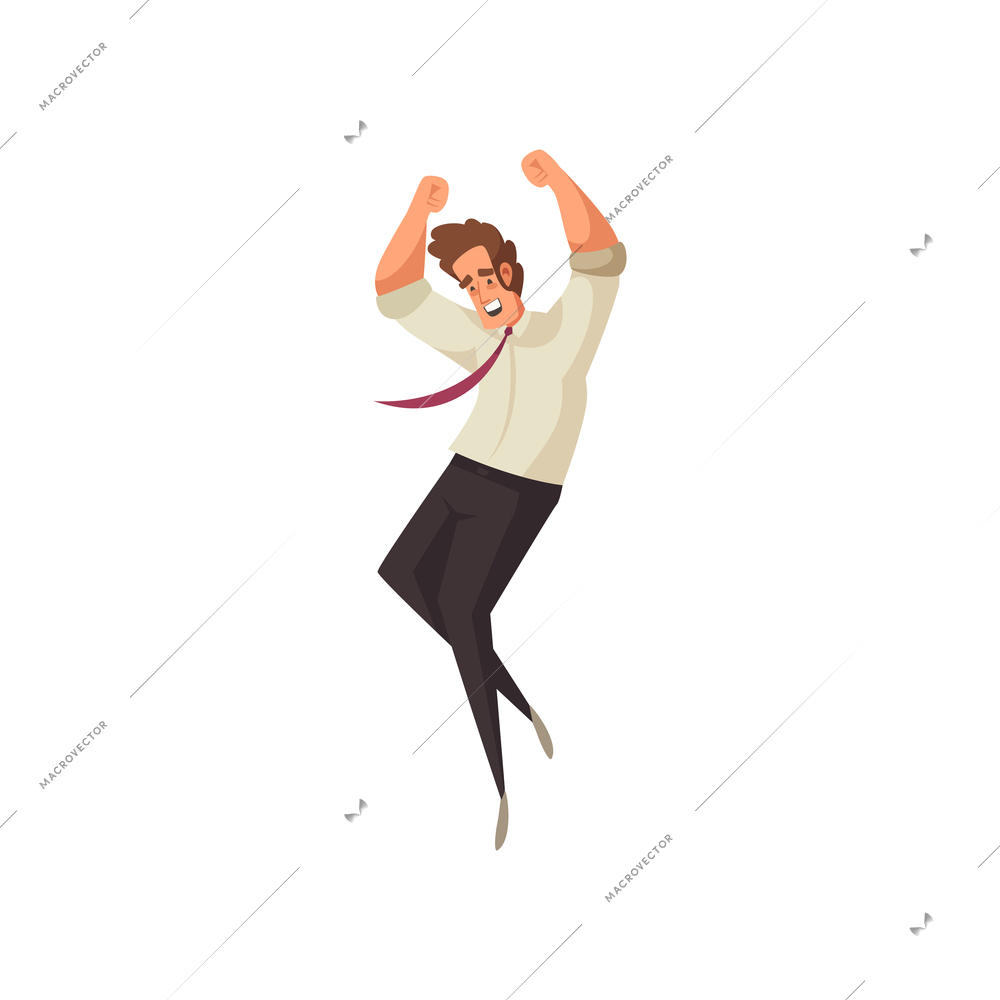 Man jumping with joy flat icon vector illustration