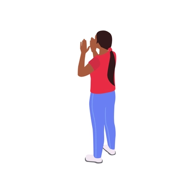 Black woman shouting during public demonstration 3d isometric vector illustration