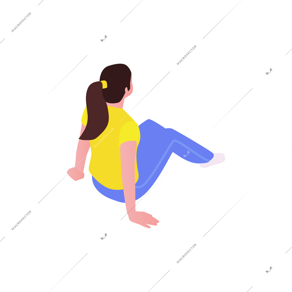 Woman activist wearing bright clothes on white background isometric icon vector illustration