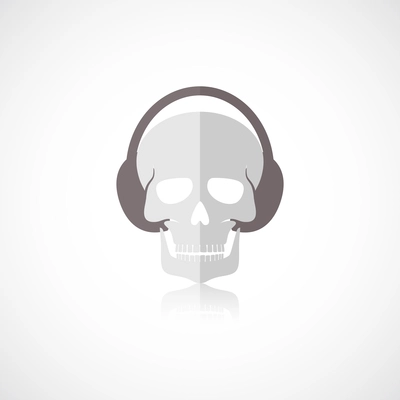 Human skull with headphones isolated on white background vector illustration