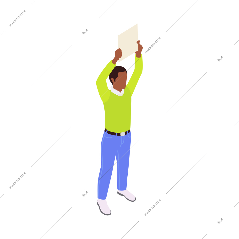 Isometric character of lgbt protester with poster 3d icon vector illustration