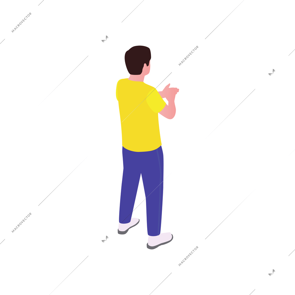 Male lgbt protester applausing isometric icon vector illustration