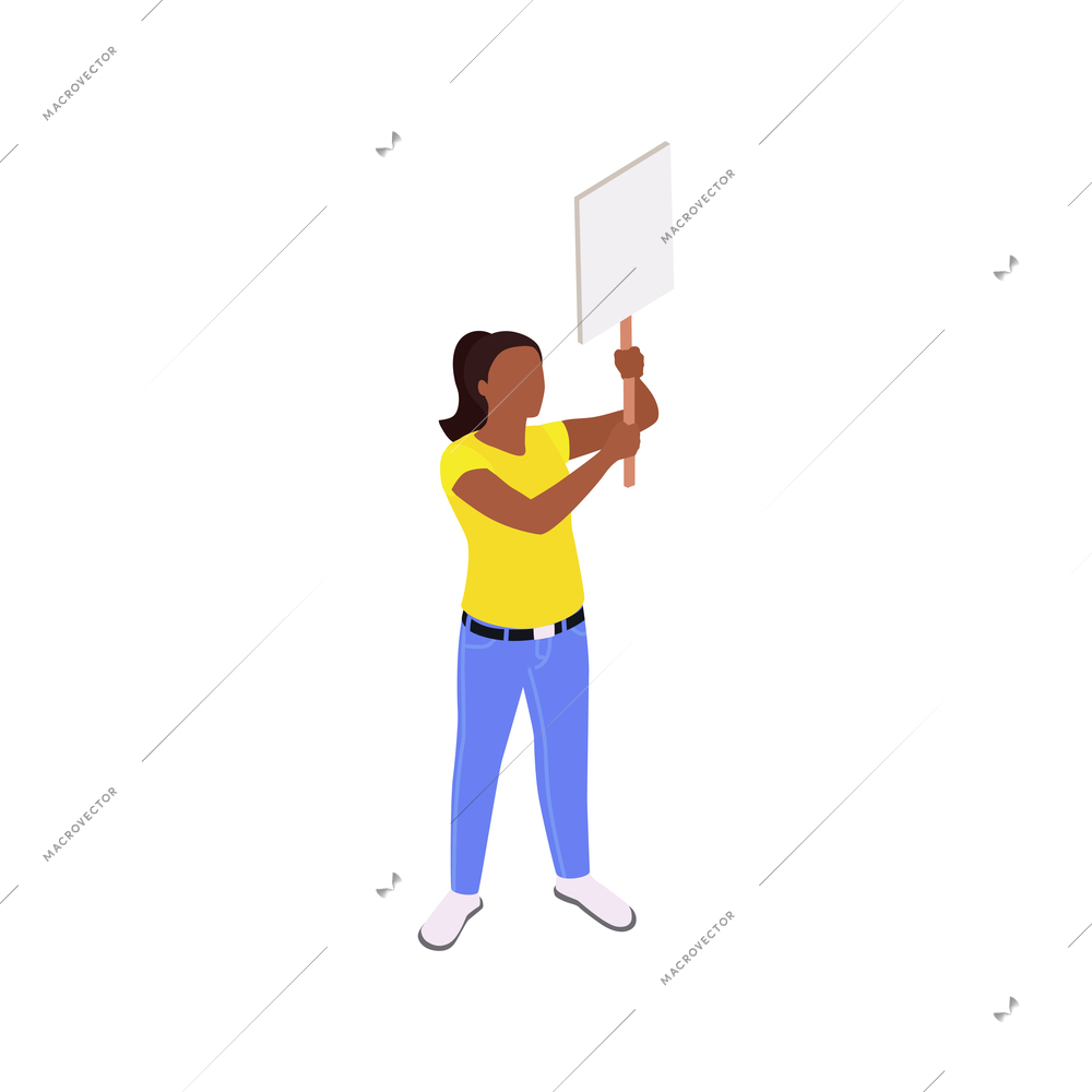 Lgbt protester with poster isometric icon vector illustration