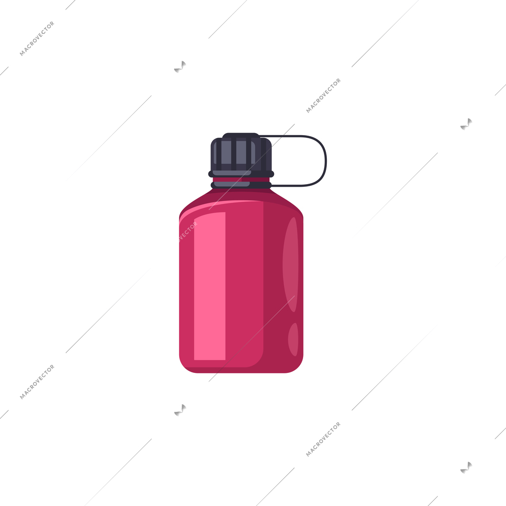 Cartoon pink flask with black lid on white background vector illustration