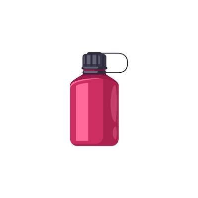 Cartoon pink flask with black lid on white background vector illustration