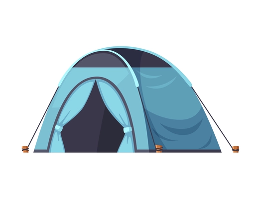 Blue camping tent on white background cartoon vector illustration