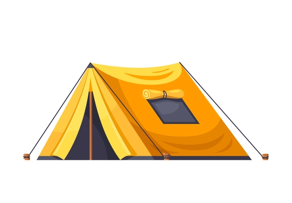 Yellow tent for outdoor travel cartoon vector illustration