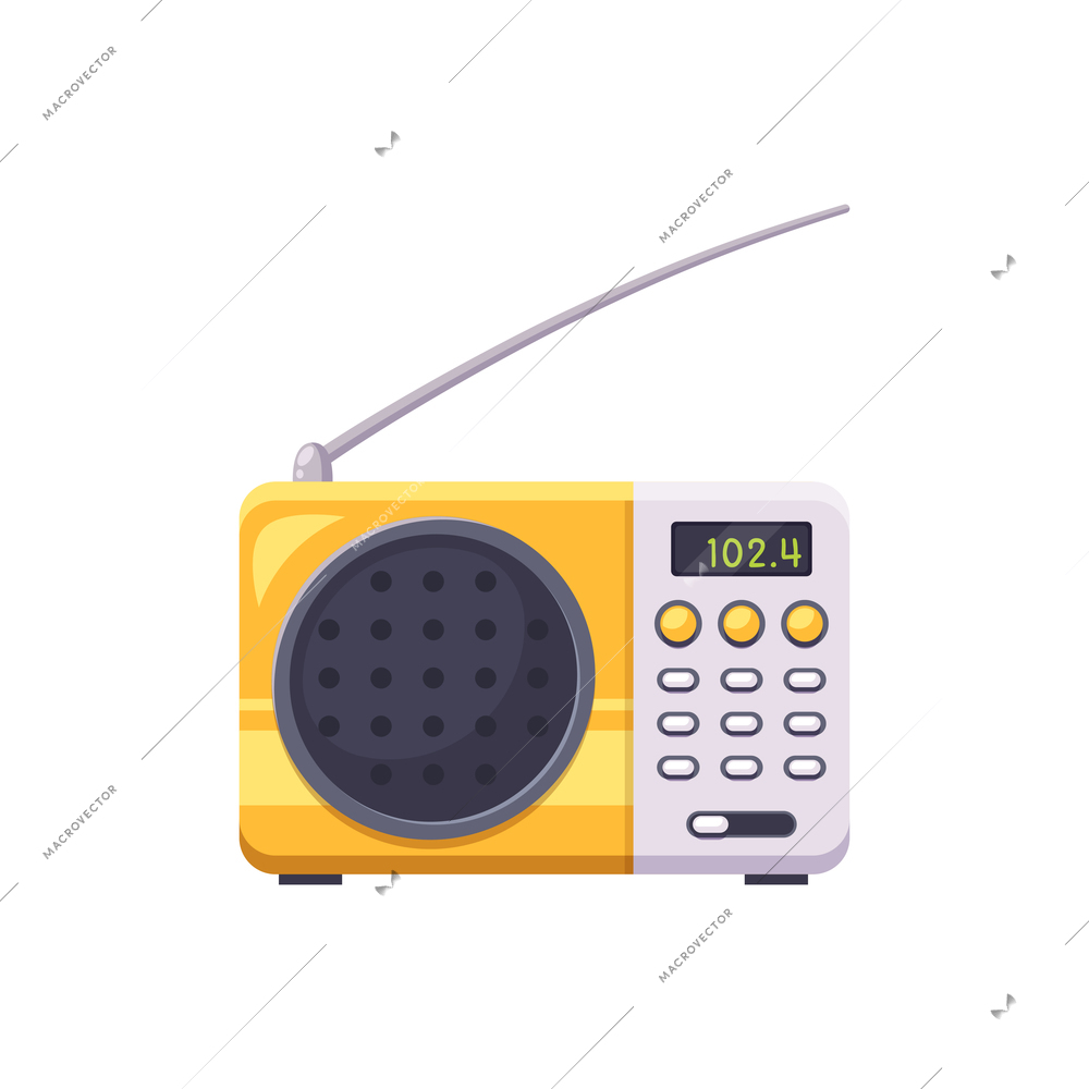 Radio in retro style on white background cartoon vector illustration