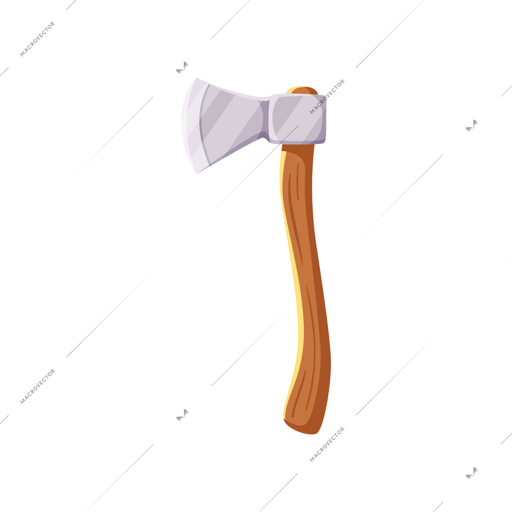 Axe with wooden handle cartoon icon on white background vector illustration