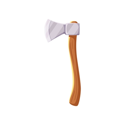 Axe with wooden handle cartoon icon on white background vector illustration