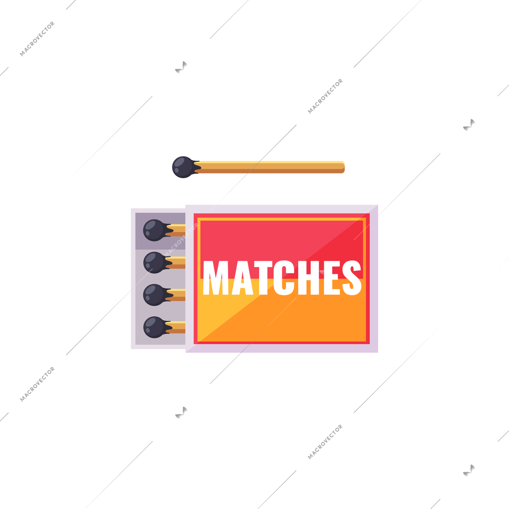 Box of matches on white background cartoon vector illustration