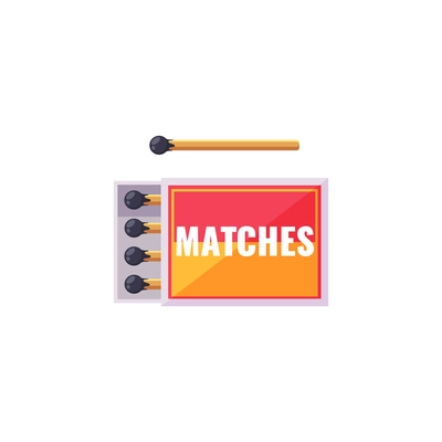 Box of matches on white background cartoon vector illustration