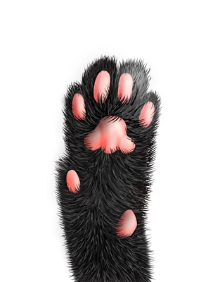 Animalistic icon of black cat paw realistic vector illustration