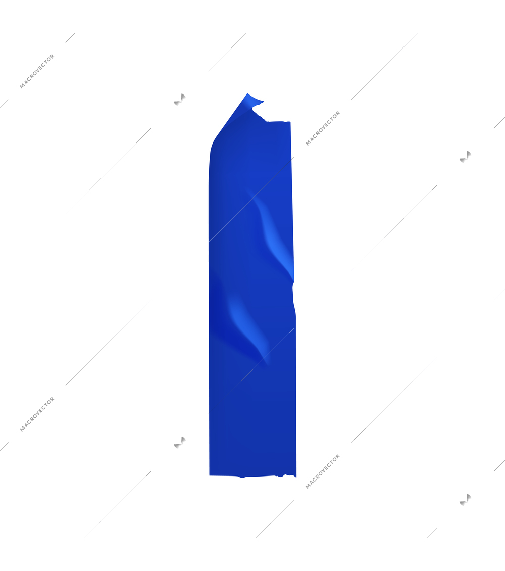 Crumpled piece of blue sticky tape realistic vector illustration