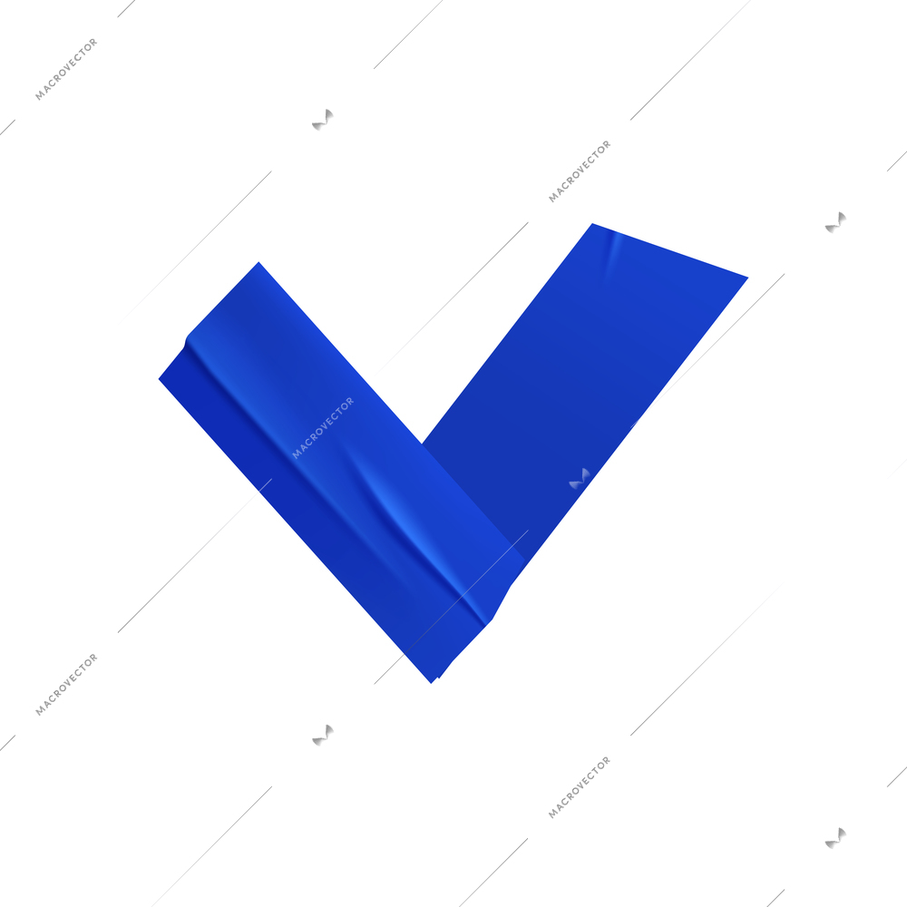 Realistic icon of blue sticky tape pieces on white background vector illustration