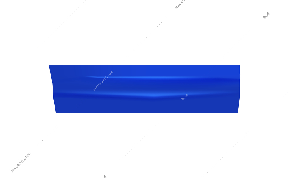 Blue horizontal realistic sticky tape piece vector illustration