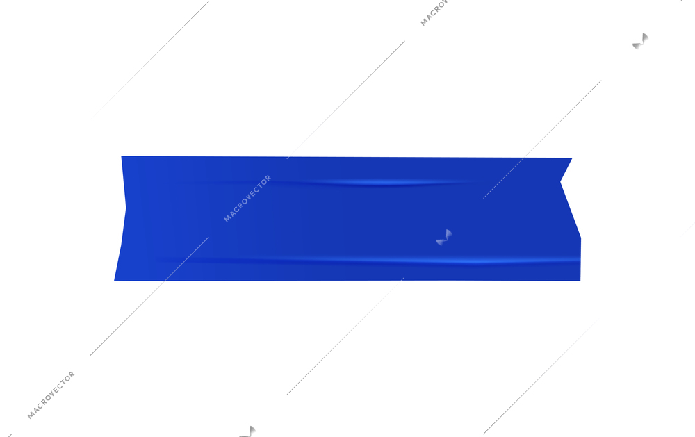 Realistic horizontal blue masking tape piece vector illustration